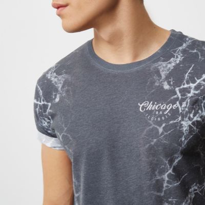 Grey side lightning print T-shirt